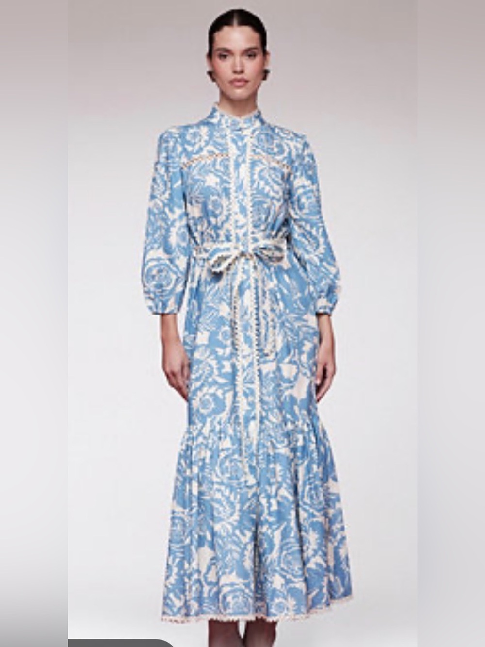 Avec Les Filles Blue and White Floral Maxi Dress